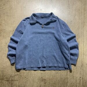 Polo Ralph Lauren Sweater Mens Large Blue 1/4 Zip Mock Neck Pullover Pony Logo